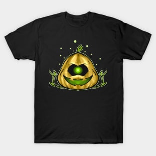 Green One Eyed Alien Pumpkin Green Halloween T-Shirt